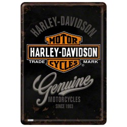 Placa metalica - Harley Davidson Genuine - 10x14 cm
